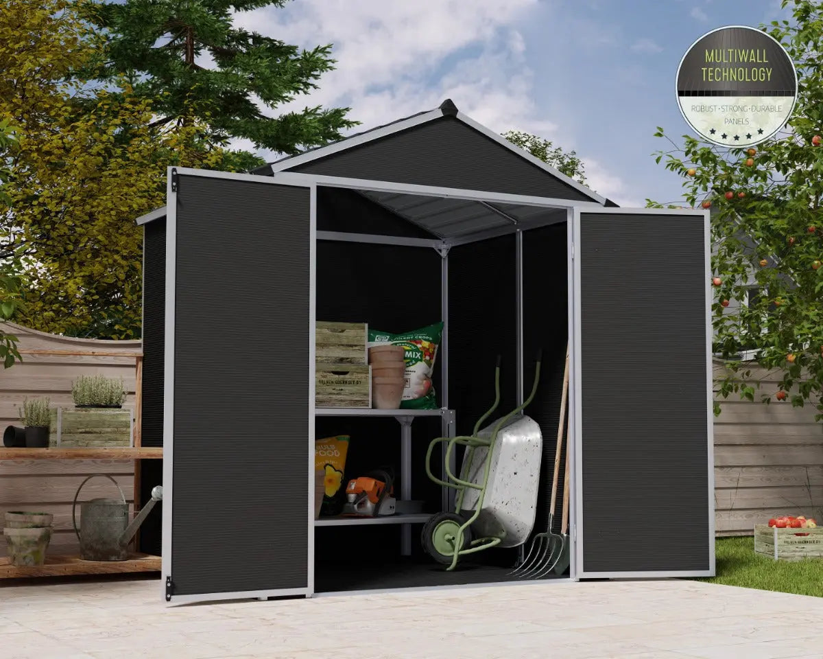 Rubicon™ ~6 ft. x 5 ft. Grey Storage Shed