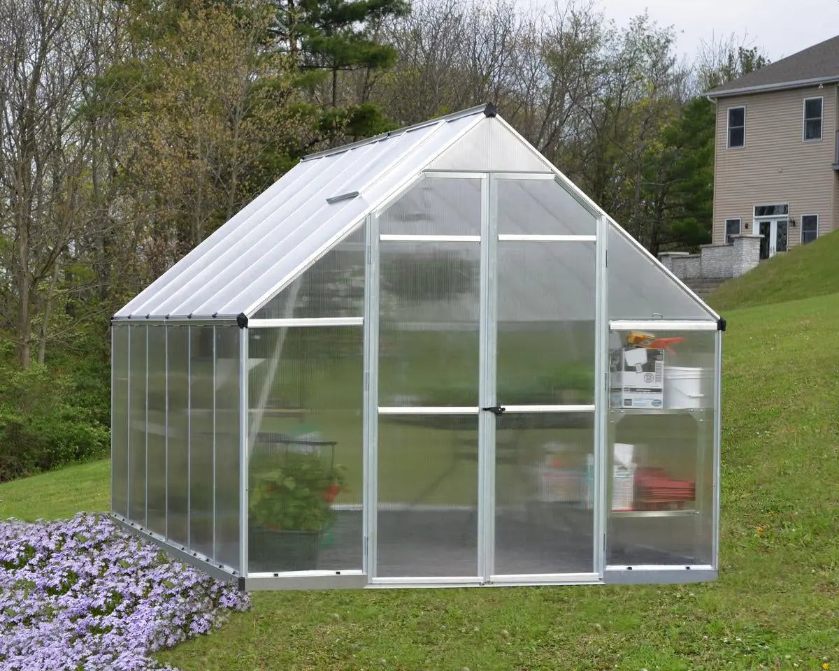 Essence™ 8 ft. x 12 ft. Greenhouse Silver Frame Twin-Wall Panels
