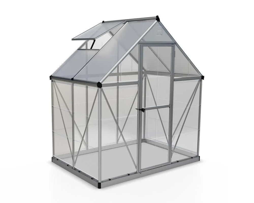 Hybrid™ 6 ft. x 4 ft. Greenhouse Clear & Twin Wall Silver Frame | Palr ...